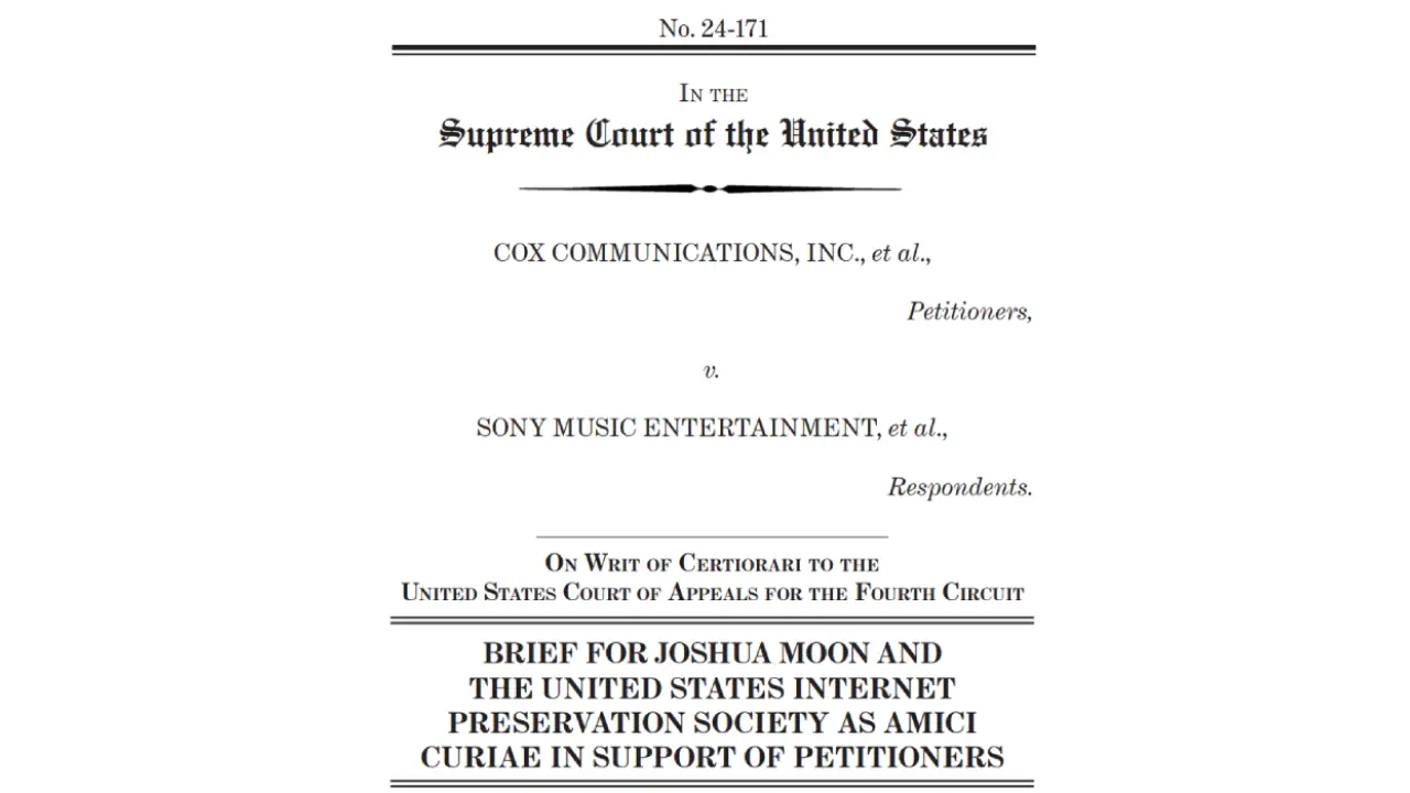 Thumbnail for USIPS Urges Supreme Court to Rein in Overbroad Copyright Liability in Sony v. Cox
